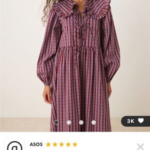 ASOS Red and White Checkered Midi Dress